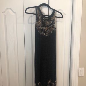 Fuzzy fitted black midi dress